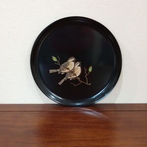 Couroc Plate With Two Birds, 10.5" - Vintage!